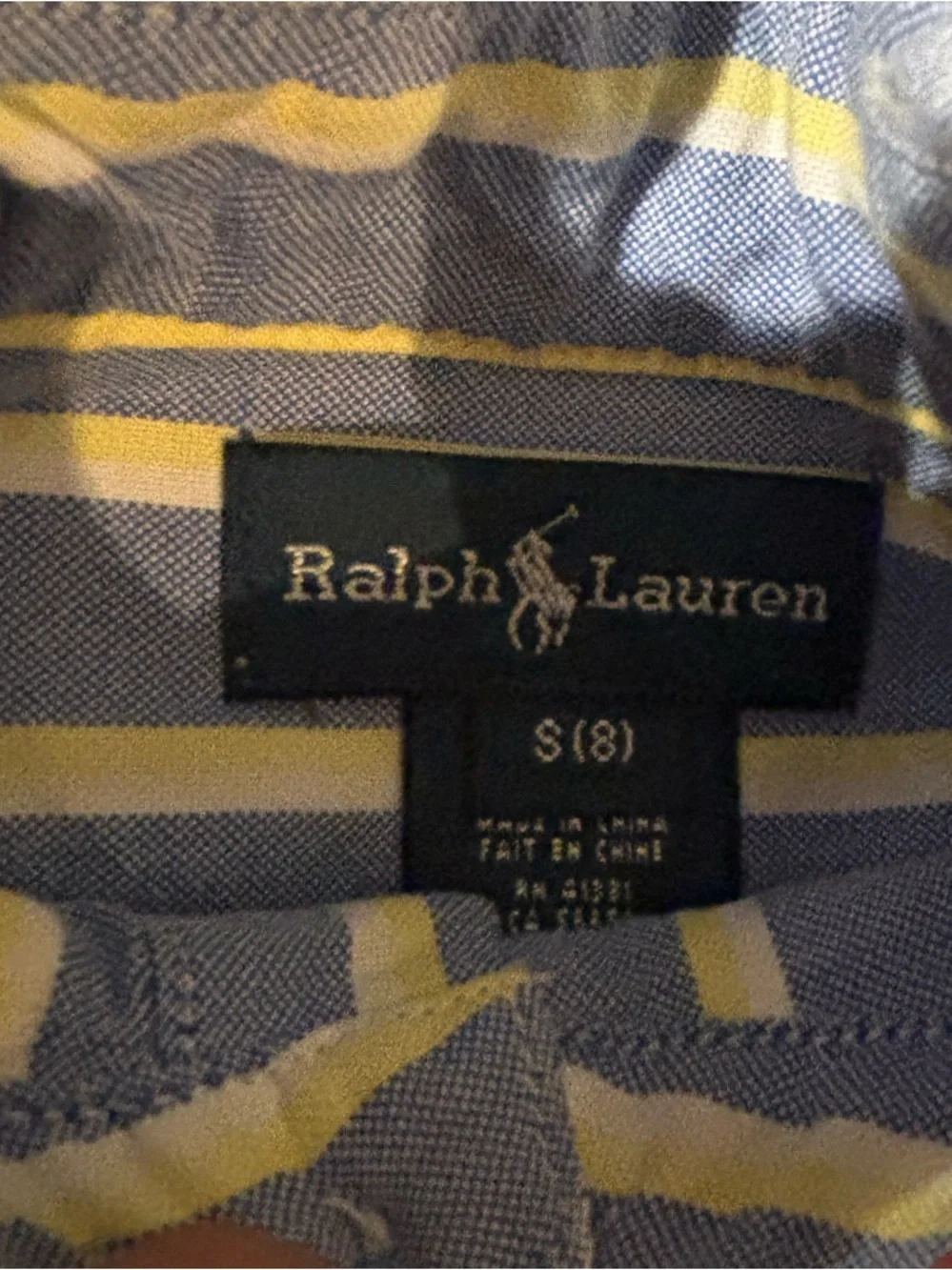Ralph Lauren Blue and Yellow Striped Button-Down Shirt boys size small / 8